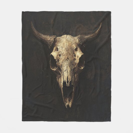 Gotische Bull Skull Decoupage Fleece Deken (Voorkant)
