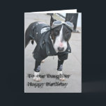 Gotische Bulldog Happy Birthday Daughter Kaart<br><div class="desc">Zwarte Bulldog gekleed in een gotische outfit compleet met leren jas en bril</div>