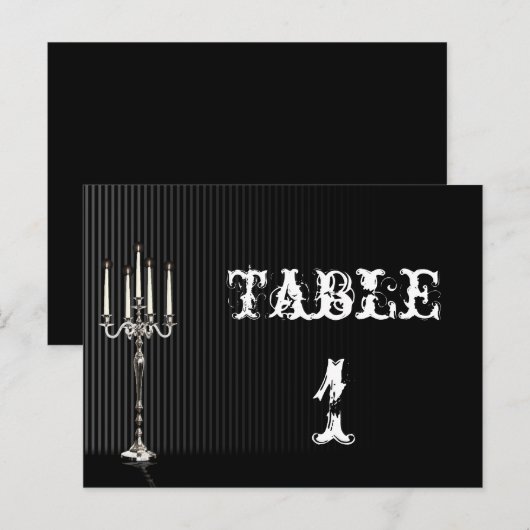 Gotische Candelabra op zwart huwelijkstafel nummer Briefkaart (Voorkant / Achterkant)