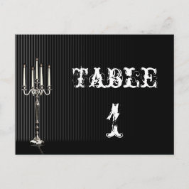 Gotische Candelabra op zwart huwelijkstafel nummer Briefkaart
