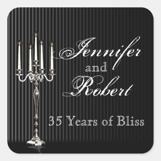 Gotische Candelabra Stripe Envelope Seal Vierkante Sticker (Voorkant)