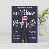 Gotische Cartoon heksenmeisje 14e verjaardag Kaart (Staand voorkant)