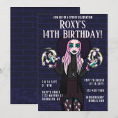 Gotische Cartoon heksenmeisje 14e verjaardag Kaart (Voorkant / Achterkant)