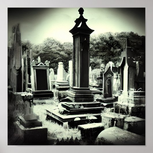 Gotische Cemetaire Retrofoto Poster (Voorkant)