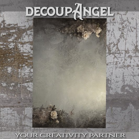 Gotische Chic Achtergrond met Witte Rozen Decoupag Tissuepapier