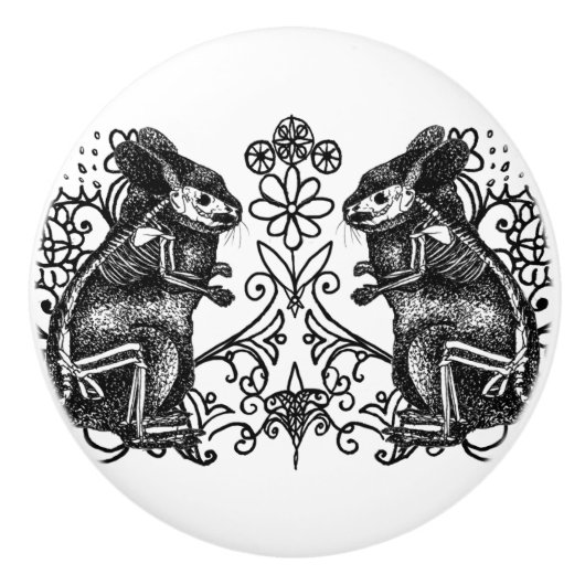Gotische Chinchilla Anatomie Keramische Knop (Voorkant)