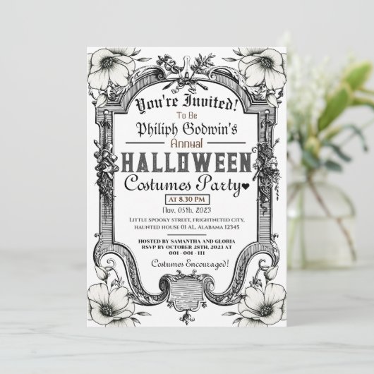  Gotische Classic Halloween Kostuumfeest Kaart (Staand voorkant)