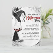 Gotische Cocktail Spider Volwassen Halloween Party Kaart (Staand voorkant)