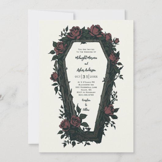 Gotische Coffin bruiloft Kaart (Voorkant)