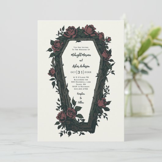 Gotische Coffin bruiloft Kaart (Staand voorkant)