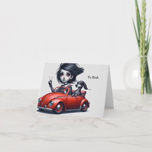 Gotische converteerbare Dachshund Kaart (Voorkant)