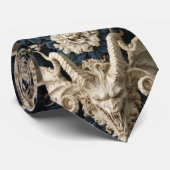 Gotische Crème en Marine Barokke Demoon Gargoyle Stropdas (Opgerold)