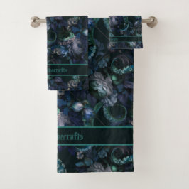 Gotische Cthulhu turquoise tent met bloemen Bad Handdoek