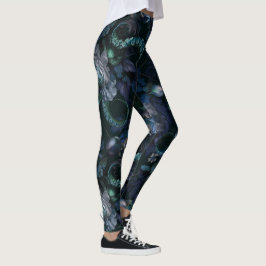 Gotische Cthulhu turquoise tent met bloemen Leggings