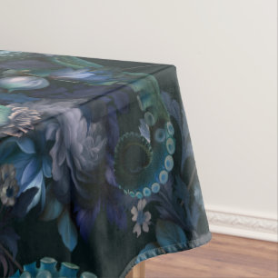 Gotische Cthulhu turquoise tent met bloemen Tafelkleed