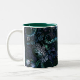 Gotische Cthulhu turquoise tent met bloemen Tweekleurige Koffiemok