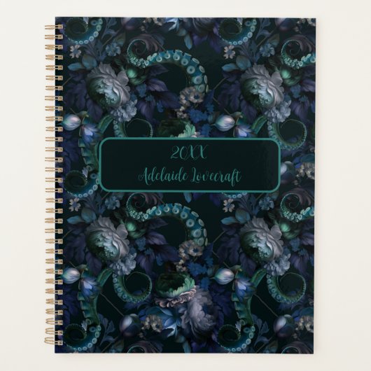 Gotische Cthulhu Turquoise Tentakel Gepersonalisee Planner (Voorkant)