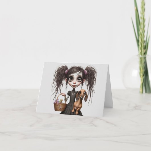 Gotische Dachshund Pasen Kaart (Voorkant)