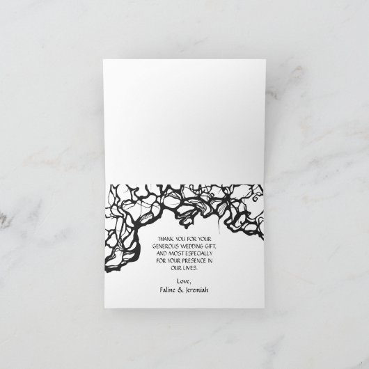 Gotische Dag van Dode Schedels Bruid & Bruidegom Bedankkaart (Binnen)