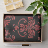 Gotische Damask Rood & Zwart Decoupage Tissuepapier (Geschenk)