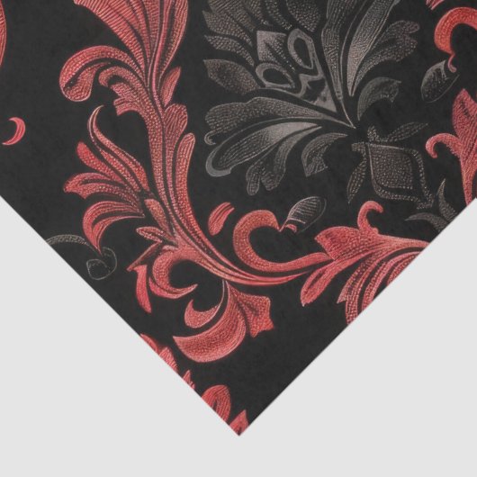  Gotische Damask Rood & Zwart Decoupage Tissuepapier (Detail)