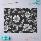 Gotische Damask Zwart & Zilver Decoupage Tissuepapier (Craft)