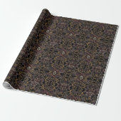 Gotische Damast Schedel Bloem Halloween Cadeaupapier (Uitgerold)