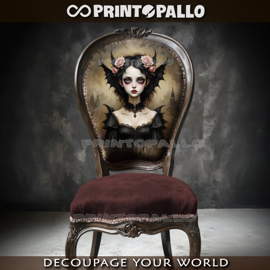 Gotische dame van de vleermuizen met rozen tissuepapier