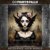 Gotische dame van de vleermuizen met rozen tissuepapier