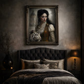 Gotische Dame Witte Tijger Decoupage Tissuepapier