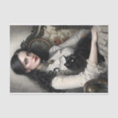 Gotische Dame Zwarte Kat Decoupage Tissuepapier (Voorkant)
