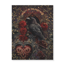 gotische Dark Beauty Crow Raven Red Roses