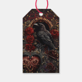  gotische Dark Beauty Crow Raven Red Roses Cadeaulabel