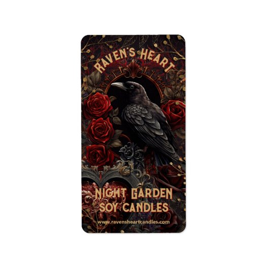  gotische Dark Beauty Crow Raven Red Roses Etiket (Voorkant)