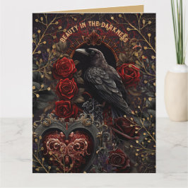  gotische Dark Beauty Crow Raven Red Roses Kaart