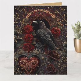gotische Dark Beauty Crow Raven Red Roses Kaart