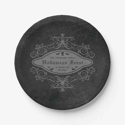 Gotische Decoratieve Macabre Banner Halloween Part Papieren Bordje (Voorkant)