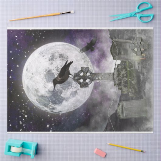 Gotische Decoupage Raven & Volle Maan Tissuepapier (Craft)