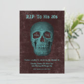 Gotische donker Blauwgroen bruine schedel RIP naar Kaart (Staand voorkant)