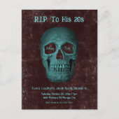 Gotische donker Blauwgroen bruine schedel RIP naar Uitnodiging Briefkaart (Voorkant)