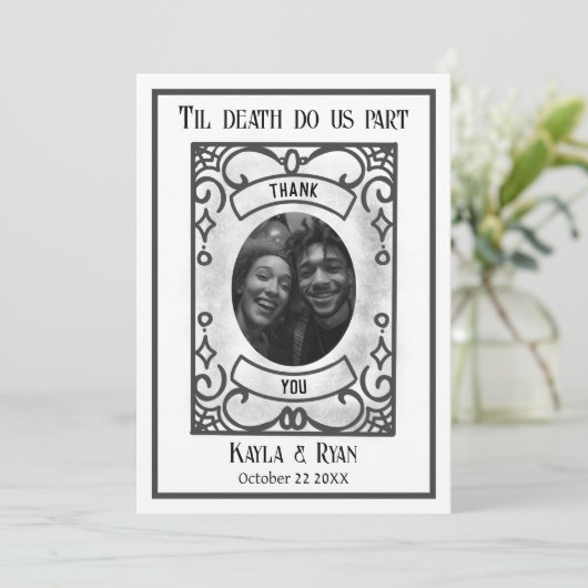 Gotische Donker en Moody Bruiloft Bedankkaart (Staand voorkant)