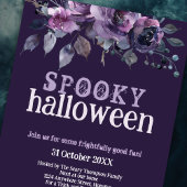 Gotische Donker Paarse Bloemen Spooky Halloween Kaart