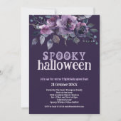 Gotische Donker Paarse Bloemen Spooky Halloween Kaart (Voorkant)
