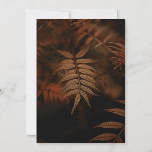 Gotische Donker Sinaasappel Bladeren Herfst Huweli Kaart (Achterkant)