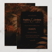 Gotische Donker Sinaasappel Bladeren Herfst Huweli Kaart (Voorkant / Achterkant)