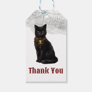 Gotische Donkere Academie Zwarte Kat Spinnenweb Da Cadeaulabel