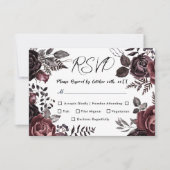 Gotische Donkere Bloemen Vintage Bruiloft RSVP (Voorkant)