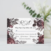 Gotische Donkere Bloemen Vintage Bruiloft RSVP (Staand voorkant)