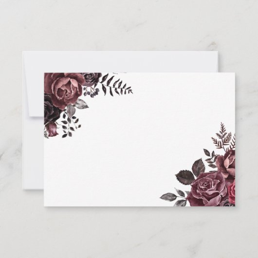 Gotische Donkere Bloemen Vintage Bruiloft RSVP (Achterkant)
