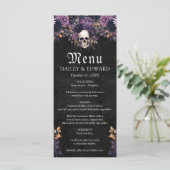 Gotische donkere bloemenkop Halloween bruiloft Men Menu (Staand voorkant)